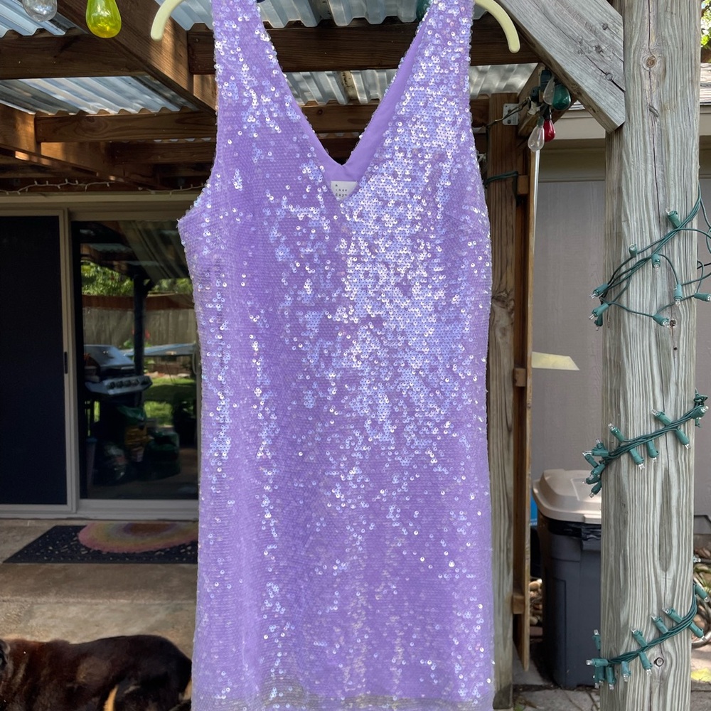A New Day Purple Sequin Sheath Mini Dress NWT S lined homecoming wedding party